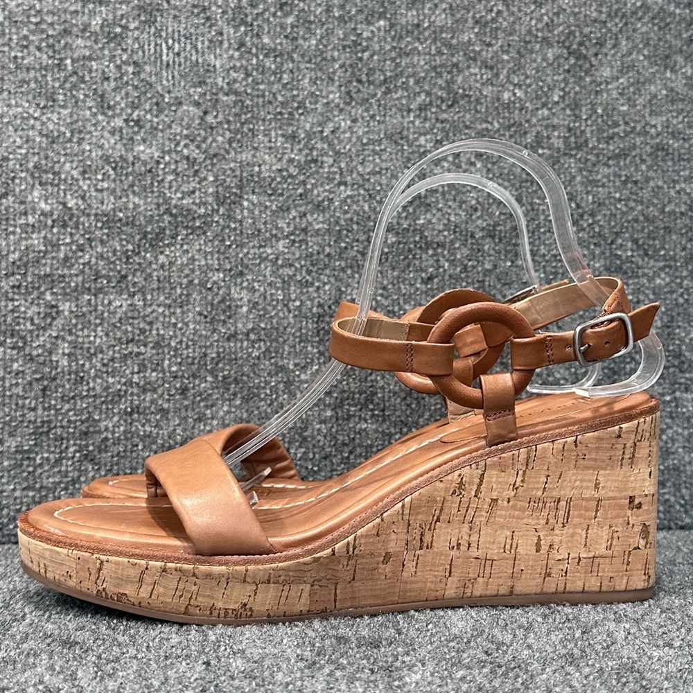 Bernardo size11 Kennedy leather platform wedge sandal in Luggage tan ankle strap - Picture 3 of 9